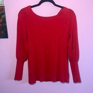 White House Black Market Size Medium Red Blouse Bow Accent